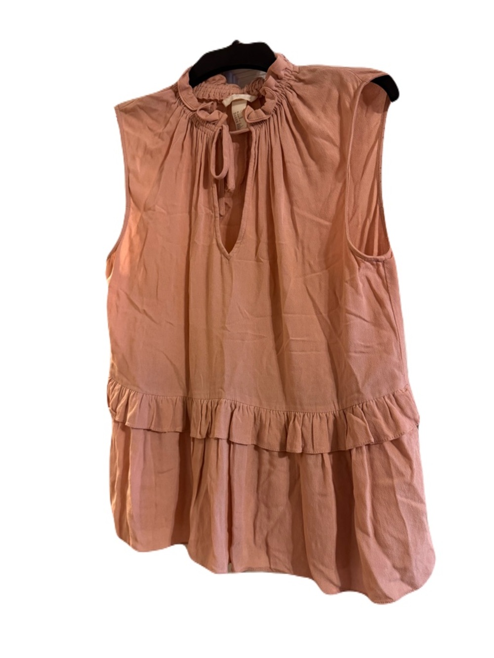 H&M Sleeveless Ruffle Tie-Neck Blouse - Rose